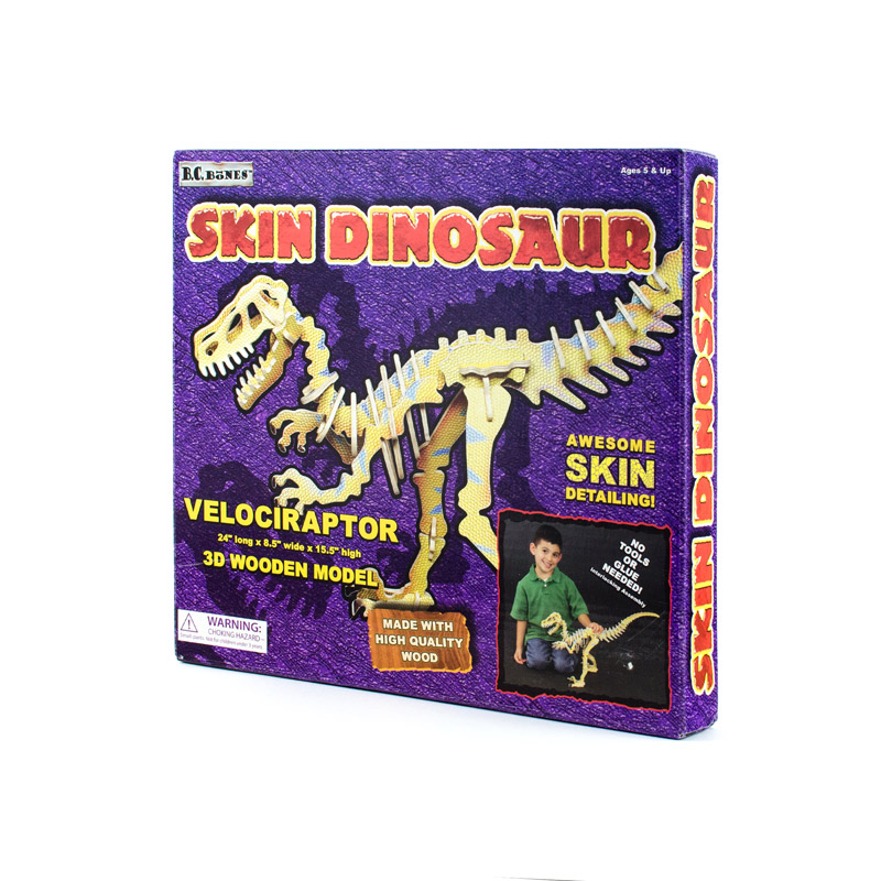 Maquetas-de-madera—Velociraptor-color—Caja Maquetas-de-madera—Velociraptor-color—Caja